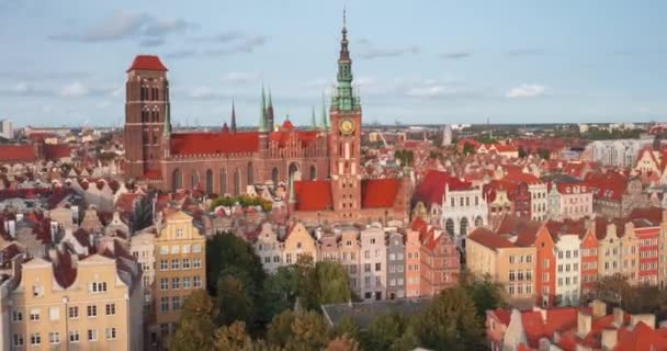 Гиперлапс Красивого Главного Города Гданьска Удивительной Архитектурой Польша — стоковое видео