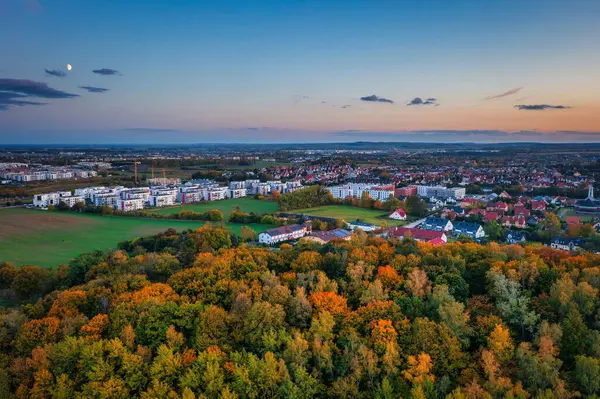 Rotmankai Polonya Bir Yerleşim Bölgesinin Havadan Görüntüsü — Stok fotoğraf