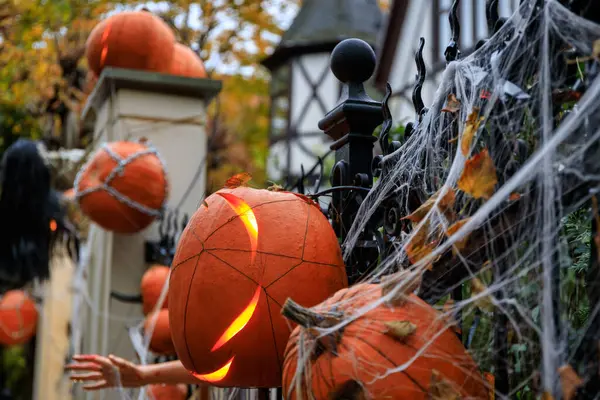 Scary Halloween Decorations Fence Poland — Stock Photo, Image