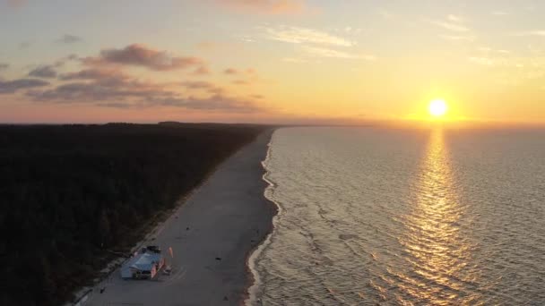 Пляж Балтійського Моря Стутово Заході Сонця Польща — стокове відео