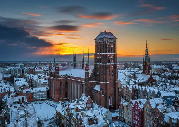 Sunrise Historic Center Gdansk Winter Poland — Stock Photo, Image