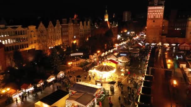 Gdansk Polônia Novembro 2023 Feira Natal Lindamente Iluminada Cidade Principal — Vídeo de Stock
