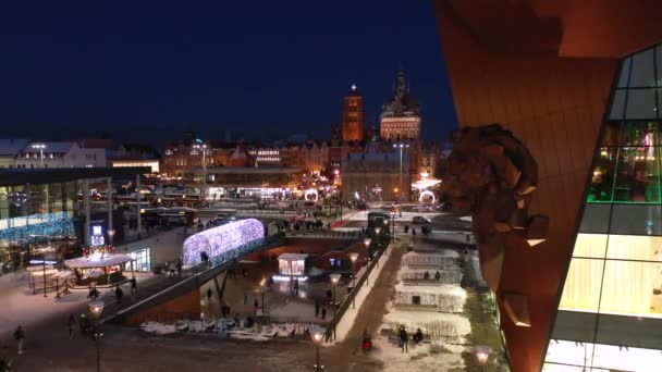 Gdańsk Polska Listopada 2023 Pięknie Oświetlony Jarmark Bożonarodzeniowy Głównym Mieście — Wideo stockowe