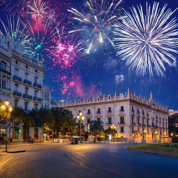 Fireworks Display Valencia City Spain — Stock Photo, Image