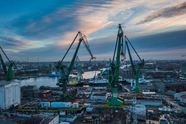 Gdansk Poland December 2023 Shipyard Areas Gdansk Sunrise Poland — Stock fotografie