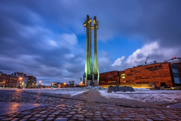 Gdansk Poland January 2024 Three Crosses Monument European Solidarity Square — Stock Photo, Image