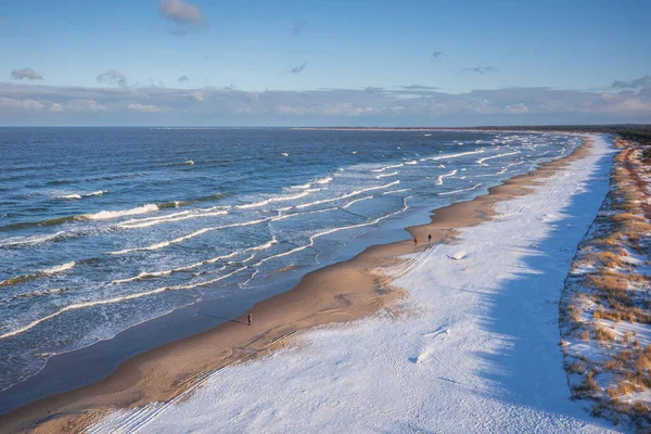 Beautiful Scenery Baltic Sea Beach Sobieszewo Snowy Winter Poland — Stock Photo, Image
