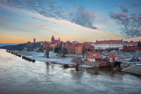 Granaries Grudziadz City Vistula River Snowy Winter Poland — Stockfoto