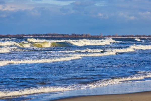 Vacker Natur Östersjön Stranden Sobieszewo Snöig Vinter Polen — Stockfoto