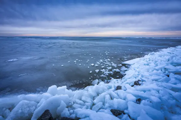 Oostzee Strand Winter Kuznica Hel Schiereiland Polen — Stockfoto