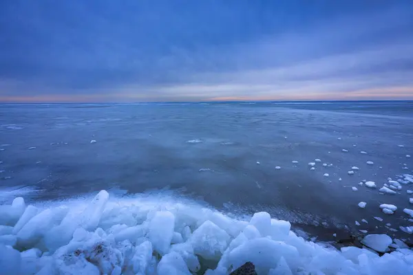 Oostzee Strand Winter Kuznica Hel Schiereiland Polen — Stockfoto