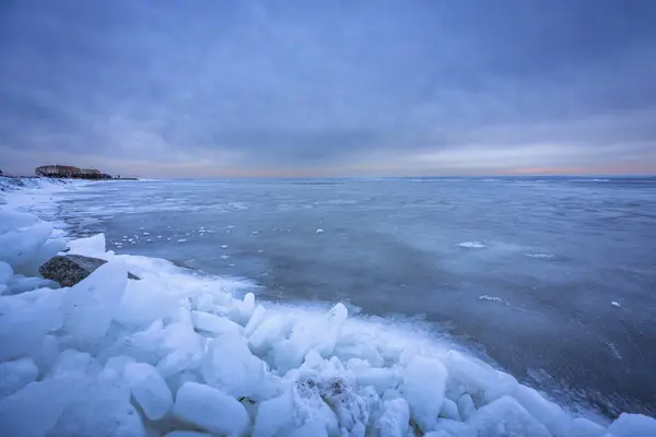 Playa Del Mar Báltico Invierno Kuznica Península Hel Polonia — Foto de Stock
