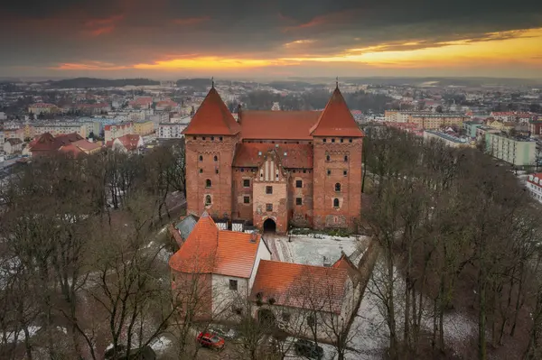 Teutonische Burg Nidzica Bei Sonnenuntergang Polen — Stockfoto