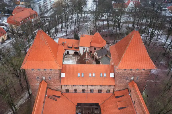 Teutonský Hrad Nidzici Při Západu Slunce Polsko — Stock fotografie