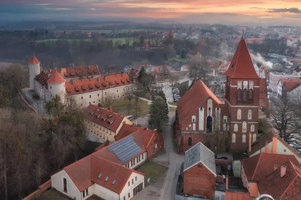 Teutonische Burg Der Stadt Paslek Bei Sonnenuntergang Polen — Stockfoto