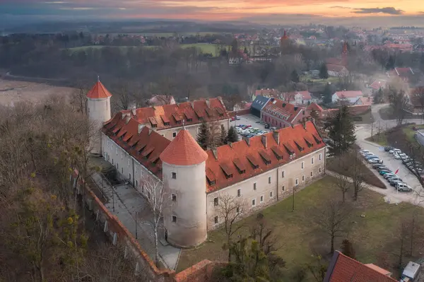 Castello Teutonico Nella Città Paslek Tramonto Polonia — Foto Stock