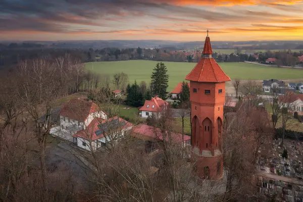 Château Teutonique Dans Ville Paslek Coucher Soleil Pologne — Photo
