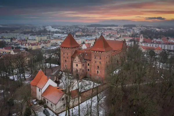Тевтонський Замок Низиці Заході Сонця Польща Ліцензійні Стокові Фото