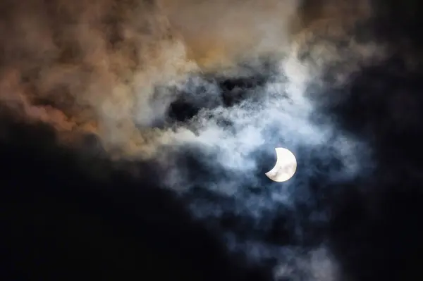 Partial Solar Eclipse Seen Poland October 2022 — Stock Photo, Image