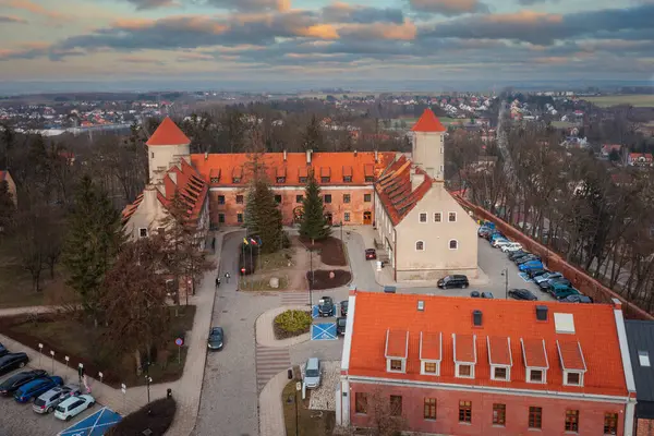 Тевтонский Замок Городе Паслек Закате Польша — стоковое фото