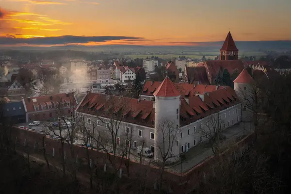 Teutonische Burg Der Stadt Paslek Bei Sonnenuntergang Polen — Stockfoto