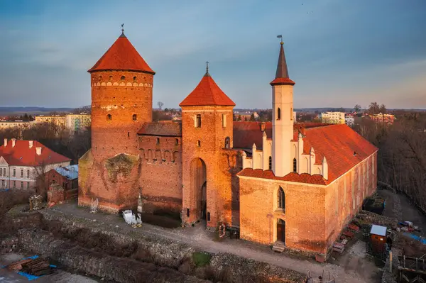 Teutonische Burg Reszel Bei Sonnenuntergang Polen — Stockfoto