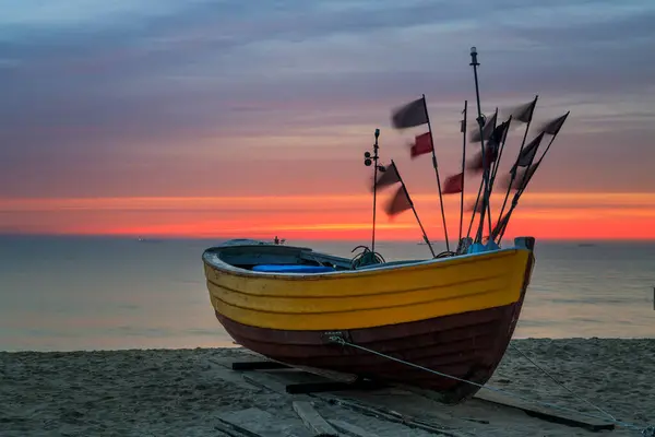 Όμορφη Ανατολή Στην Παραλία Της Βαλτικής Θάλασσας Στο Sopot Πολωνία Royalty Free Εικόνες Αρχείου