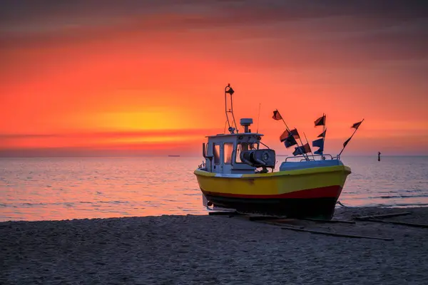 Beautiful Sunrise Beach Baltic Sea Sopot Poland Stock Image