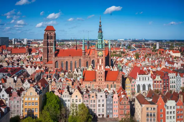 Aerial Landscape Main Town Gdansk Spring Poland Stock Photo
