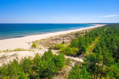 Yazın Sobieszewo, Polonya 'da Baltık Denizi sahilinin güzel manzarası