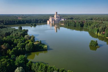 Beautiful landscape of Greater Poland forests and the newly built castle in Stobnica. Poland clipart