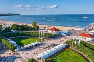 Sopot 'un güzel mimarisi Baltık Denizi, Polonya.