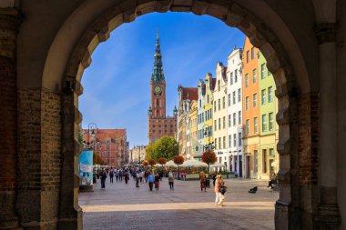 Gdansk, Poland - September 24, 2024: People walking on the Long Lane in Gdansk main town, Poland clipart