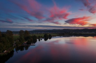 Amazing sunset over Lake Orle near Wejherowo. Poland clipart