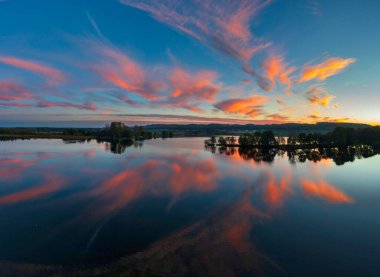 Amazing sunset over Lake Orle near Wejherowo. Poland clipart