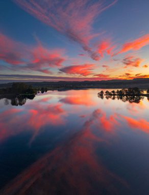 Amazing sunset over Lake Orle near Wejherowo. Poland clipart