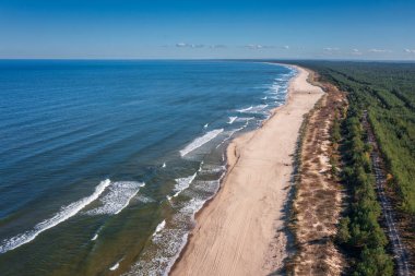Yazın Sobieszewo, Polonya 'da Baltık Denizi sahilinin güzel manzarası