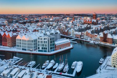 The Main Town of Gdansk at snowy morning. Poland clipart