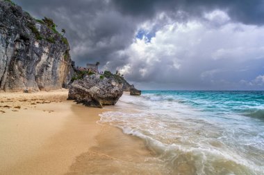 Güzel Tulum Sahili Karayip Denizi, Meksika