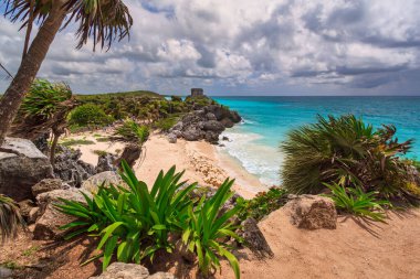 Güzel Tulum Sahili Karayip Denizi, Meksika