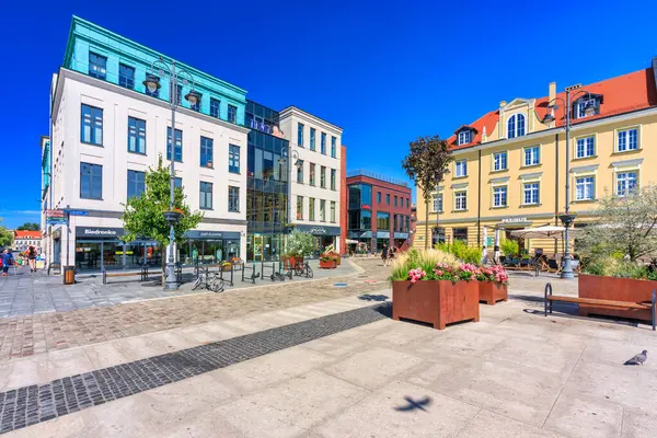 Bydgoszcz, Polonya - 20 Temmuz 2024: Bydgoszcz şehir merkezinin mimarisi.