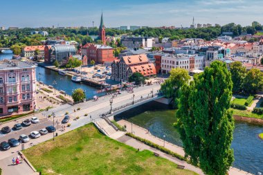 Bydgoszcz, Polonya - 20 Temmuz 2024: Bydgoszcz şehir merkezinin mimarisi.