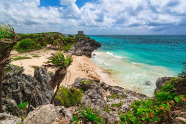 Güzel Tulum Sahili Karayip Denizi, Meksika