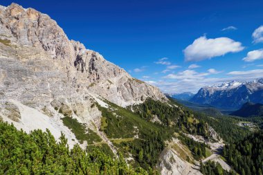 Dolomitlerin ünlü tepelerinin panoramik manzarası, Belluno Eyaleti, Dolomiti Alpleri, İtalya
