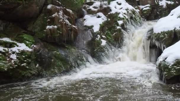 Spring Thaw Water Rapids Spring Season Ice Snow Melt — Stockvideo