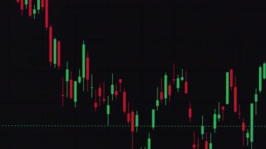 Stock Exchange, Candles Graph. Currency and stock market fluctuations on the display monitor.