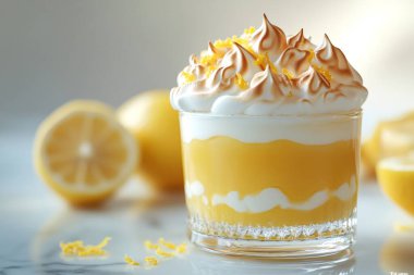 Krema ve limon aromalı kremalı posset nefis ve ferahlatıcı bir tatlı yaratıyor. Yapay zeka üretken