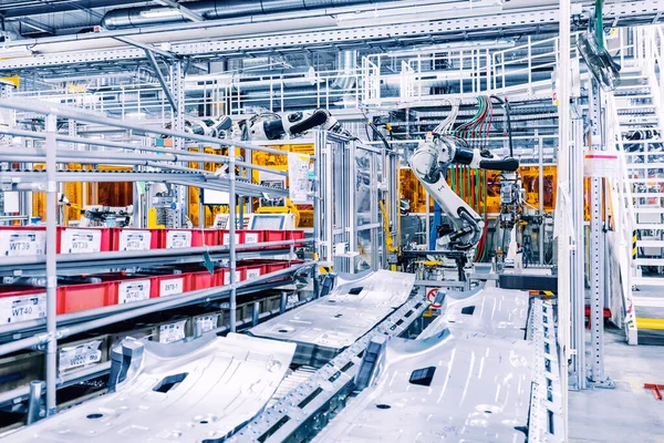 Roboterarme Einer Autofabrik — Stockfoto