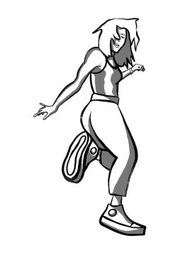 Dansçı sokakta dans ediyor.