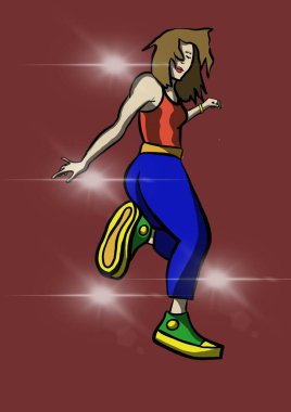 Dansçı sokakta dans ediyor.